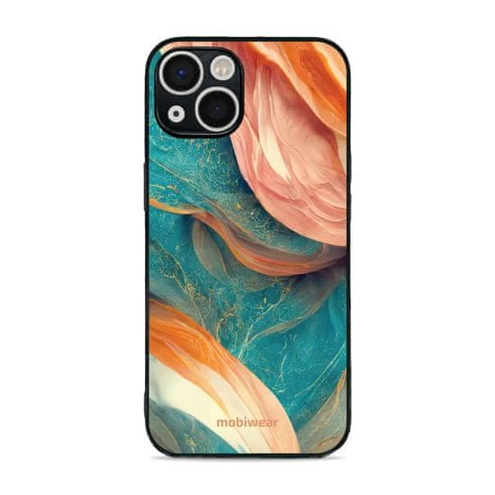 Mobiwear Prémiový lesklý kryt Glossy na mobil Apple iPhone 13 - G025G - Azurový a oranžový mramor