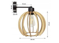 Berge Nástěnná lampa - kinkiet - E27 - dřevěná koule - černá