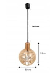 Berge Stropní svítidlo dřevěná KOULE - 1xE27