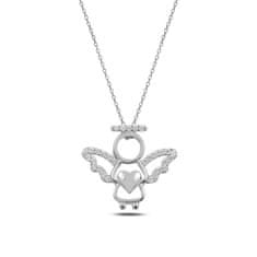 Klenoty Amber Stříbrný náhrdelník anděl- drobné zirkony