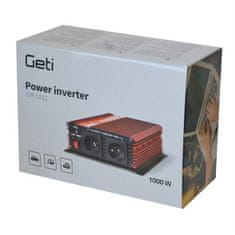 GETI GPI 1012 měnič napětí DC/AC, 12V/230V, 1000W, USB