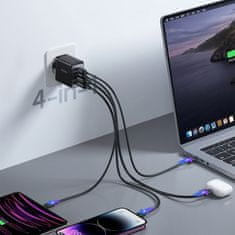 Joyroom TCG02 GaN síťová nabíječka 2x USB / 2x USB-C 67W + kabel USB-C, černá