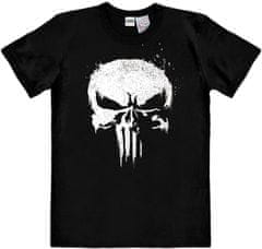 CurePink Pánské tričko Marvel|Punisher: TV Skull Logo (S) černá bavlna