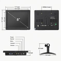 Secutek 8" externí LCD monitor 8008