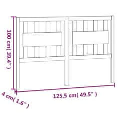 Greatstore Čelo postele šedé 125,5 x 4 x 100 cm masivní borovice