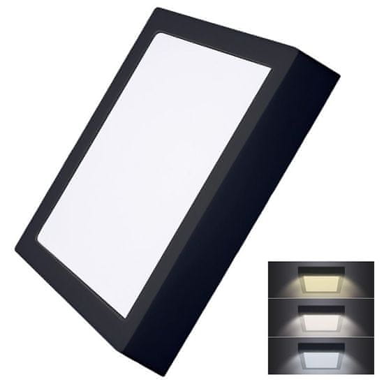 Solight Solight LED mini panel CCT, přisazený, 24W, 1800lm, 3000K, 4000K, 6000K, čtvercový, černá barva WD175-B