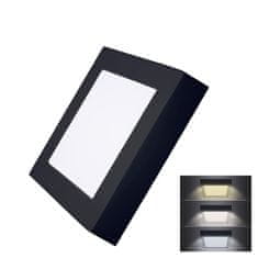 Solight Solight LED mini panel CCT, přisazený, 12W, 900lm, 3000K, 4000K, 6000K, čtvercový, černá barva WD171-B