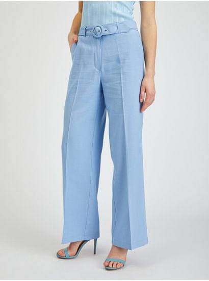 Orsay Světle modré dámské široké kalhoty s páskem