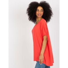 FANCY Dámská halenka oversize basic s výstřihem ORMA korálová FA-BZ-8321.78_397426 Univerzální