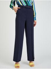 Orsay Tmavě modré dámské široké kalhoty s páskem 36