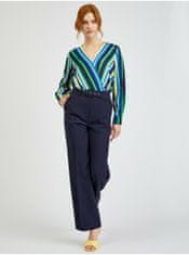 Orsay Tmavě modré dámské široké kalhoty s páskem 36
