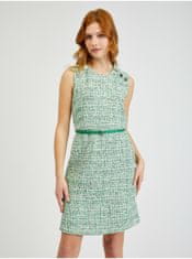 Orsay Zelené dámské vzorované šaty s páskem 42