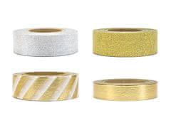 PartyDeco Washi pásky Gold&Silver 10m 4ks