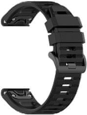 FIXED Silikonový řemínek Silicone Strap pro Garmin QuickFit 26mm, černý, FIXSST-QF26MM-BK