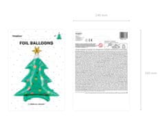 PartyDeco Fóliový multibalónek Vánoční stromek 78x94cm