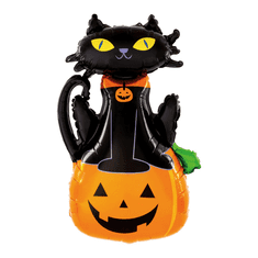 PartyPal Fóliový multibalónek Halloween Černá kočka 68x97cm