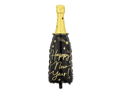 PartyDeco Fóliový balónek supershape Šampaňské Nový rok 39x98cm