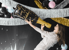 PartyDeco Fóliový balónek supershape Šampaňské Nový rok 39x98cm