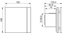 Soler&Palau Ventilátor SILENT 100 CZ Design Grey 4C, vhodný pro koupelny, průtok 85 m³/h, IP45, zpětná klapka, LED indikace, nízká spotřeba, tichý chod, zaměnitelné barevné proužky