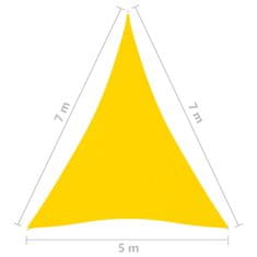 Greatstore Stínící plachta oxfordská látka trojúhelníková 5x7x7 m žlutá