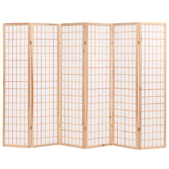 Greatstore Skládací 6dílný paraván v japonském stylu 240 x 170 cm přírodní