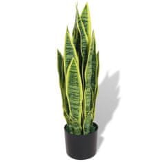 Greatstore Umělá rostlina sansevieria s květináčem 65 cm zelená