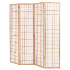 Greatstore Skládací 4dílný paraván v japonském stylu 160 x 170 cm přírodní