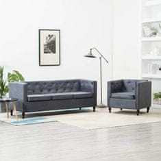 Greatstore Sedací souprava Chesterfield 2 kusy s textilním čalouněním šedá