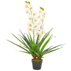 Greatstore Umělá rostlina orchidej s květináčem bílá 90 cm