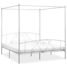 Greatstore Rám postele s nebesy bílý kovový 200 x 200 cm