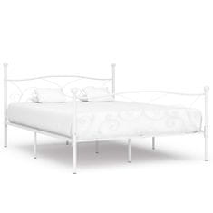 Greatstore Rám postele s laťkovým roštem bílý kov 200 x 200 cm