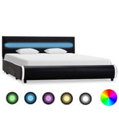 Greatstore Rám postele s LED světlem černý umělá kůže 140 x 200 cm
