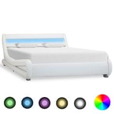 Greatstore Rám postele s LED světlem bílý umělá kůže 160 x 200 cm