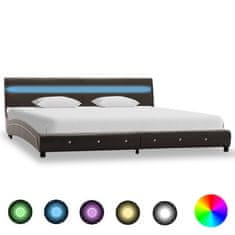 Greatstore Rám postele s LED světlem šedý umělá kůže 180 x 200 cm