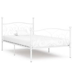 Vidaxl Rám postele s laťkovým roštem bílý kov 90 x 200 cm