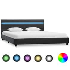 Greatstore Rám postele s LED světlem šedý umělá kůže 140 x 200 cm