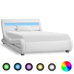 Greatstore Rám postele s LED světlem bílý umělá kůže 100 x 200 cm