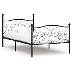 Greatstore Rám postele s laťkovým roštem černý kov 100 x 200 cm