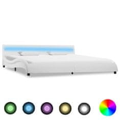 Greatstore Rám postele s LED světlem bílý umělá kůže 180 x 200 cm