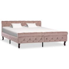 Vidaxl Rám postele růžový samet 160 x 200 cm