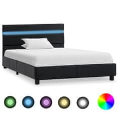 Vidaxl Rám postele s LED světlem černý umělá kůže 90 x 200 cm