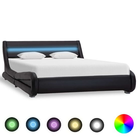 Greatstore Rám postele s LED světlem černý umělá kůže 140 x 200 cm