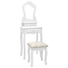 Greatstore Toaletní stolek se stoličkou bílý 50 x 59 x 136 cm pavlovnia
