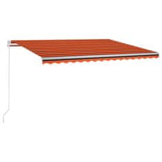 Greatstore Ručně zatahovací markýza s LED světlem 450x300 cm oranžovohnědá