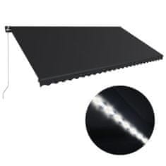 Greatstore Ručně zatahovací markýza s LED světlem 600 x 300 cm antracitová