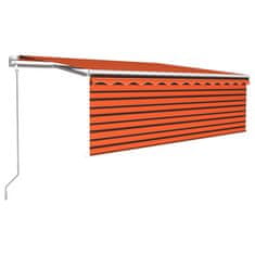 Greatstore Automatická markýza roleta LED senzor větru 4x3 m oranžovohnědá