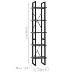 Vidaxl Knihovna s 5 policemi šedá 40 x 30 x 175 cm dřevotříska