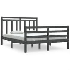 shumee Rám postele šedý masivní dřevo 140 x 190 cm