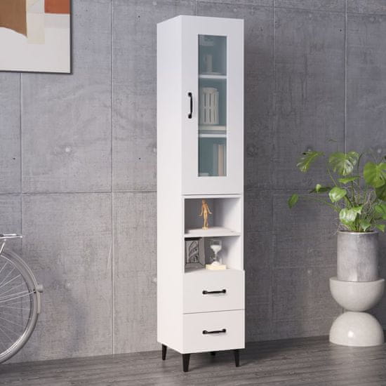 Greatstore Skříň highboard bílá 34,5 x 34 x 180 cm kompozitní dřevo