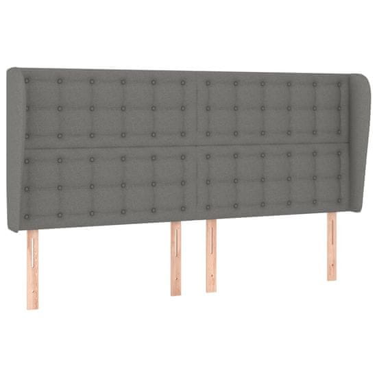 Vidaxl Čelo postele typu ušák tmavě šedé 203x23x118/128 cm textil